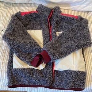 Figs brand on-shift Sherpa bomber jacket.